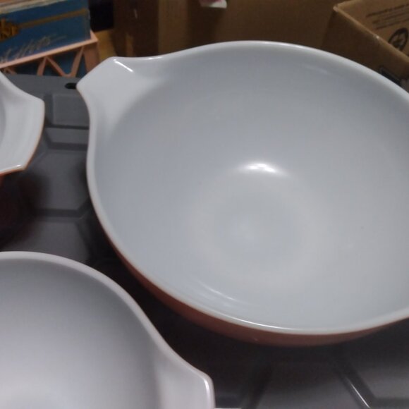 Vintage Pyrex Autumn Harvest Wheat Cinderella Nesting Mixing Bowl Set Of 4 - Picture 5 of 8